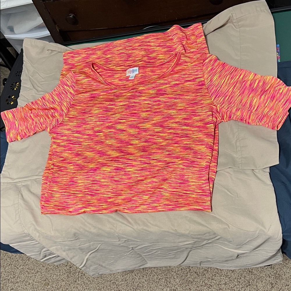 LuLaRoe Women's Midi Dress in Pink and Orange